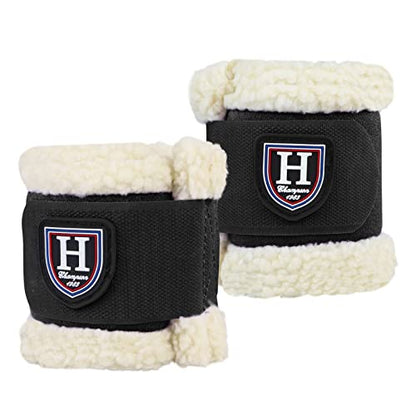 Harrison Howard Essential Premium Horse Pastern Wraps with Berber Fleece Lining, Sold in Pairs - color: Black