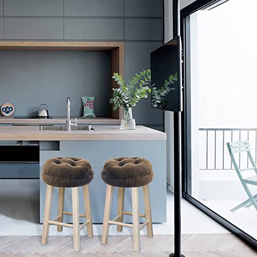 BUYUE Round Bar Stool Seat Cushion, Dia.14 Luxury Fashion Jacquard with Anti-Skid Silicone Bar Stool Cushion Padded (Brown, L,1 Count) - color: Brown, style: Round L