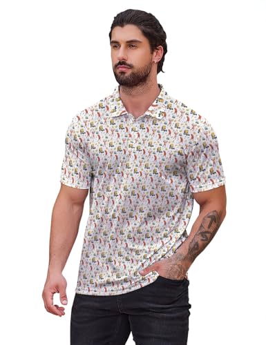 Funny Golf Shirts for Men, Quick Dry Moisture Wicking Polo Shirts - color: Breakfast Balls2, size: Large