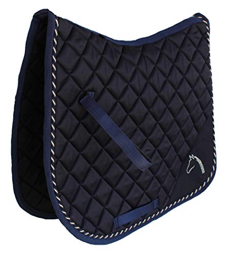 CHALLENGER Horse English COB Quilted All Purpose Riding Square Saddle Pad Crystal Navy 72M01F
