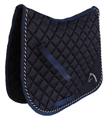 CHALLENGER Horse English COB Quilted All Purpose Riding Square Saddle Pad Crystal Navy 72M01F