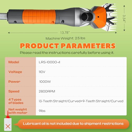 Sheep Shears Professional 1000W 2800RPM, Hanging Type | 13-Tooth Carbon Steel Blades Power Through Thick Coats, Ideal Hanging Livestock Shearing Machine for Sheep, Goats & Cattle