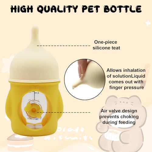 Pet Feeder Bottle Kitten Bottle Anti Choking Design(Yellow,20 ml) - color: Yellow