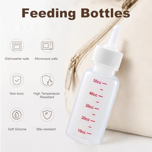 REDDOUDOU Kitten Nursing Bottle, Nipple for Kittens, Cat Feeding Bottle Kit, 1 Pet Milk Bottle + 4 Silicone Nipples, Newborn Kitten Feeding Kit for Puppies, Squirrels, Rabbits, Small Animals