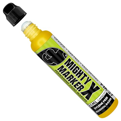 PM-37 Industrial Dauber Paint Marker - 18mm Wide Tip for Metal, Glass & Non-Porous Surfaces - Xylene Free, 45ml Capacity - Yellow - color: Yellow