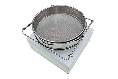 Honey Stainless Steel Strainer Double Sieve, Bee Keeping Equipment Filter with Extendable Arms