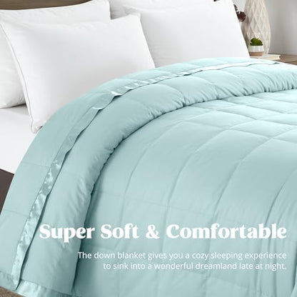 puredown® Blankets King Size - Soft Lightweight Down Blanket for Bed, Cozy Warm Luxury Bed Blanket with Satin Trim, Blue (108"X90") - color: 04 Blue, size: King