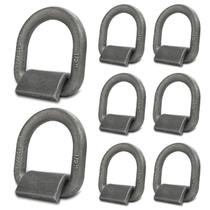 Grandroad auto 8 Pack Weld-On Forged D Ring, Heavy Duty 1/2" D-Ring Trailer Tie Down Anchor with MBS:12,000 lbs for Trailer, Truck Cargo, RV, ATV Tiedowns, Farm Applications and More. - size: 1/2”-8pack