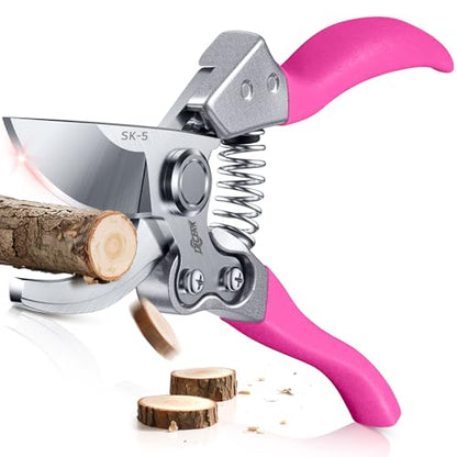 DECERK® 8.5" Bypass Pruning Shears for Women – Lightweight Garden Scissors, Ultra Sharp SK5 Blade, Ergonomic Handle Reduces Hand Fatigue, Ideal Pruners for Arthritic Hands, Pink Tools Gift for Mom - style: Lightweight Women Clipper