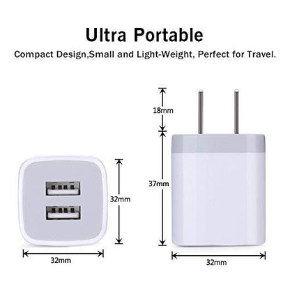 USB Plug, USB Wall Charger 3 Pack, GiGreen Dual Port Electrical Plug Outlet
