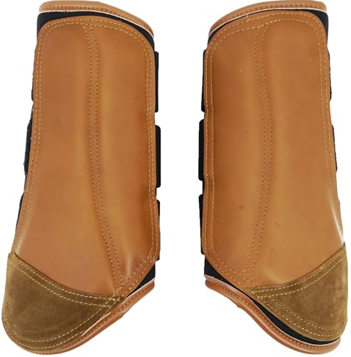 Jeereal Brushing Horse Boots Equine Boots | Protective Gear and Training Equipment | Neoprene,Waterproof Cloth and Genuine Leather Made of (Brown, Full (Large)) - color: Brown, size: Full (Large)