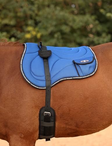 Harrison Howard Bareback Horse Riding Pad Breathable Mesh Cushioned No-Saddle Pad with Girth for Trail Training - color: Champion Blue