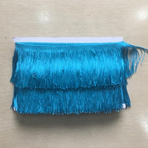 Chainette Fringe Trim 5 Yard x 4 Inches Fabric Tassel Trims - color: Blue, size: 4"-5Yards/R