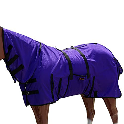 HILASON Horse Fly Sheet Breathable Mesh UV Protection Mosquito Bug Summer - color: Purple, size: 81 In