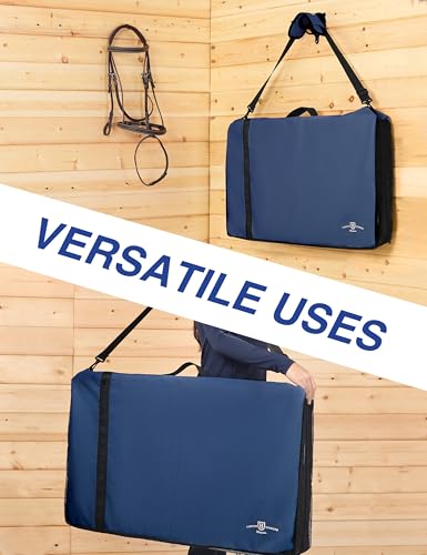 Harrison Howard Western Saddle Pad Carrier - Holds Multiple Pads With Vented Sides - English or Western Tack Bag - Navy - color: navy