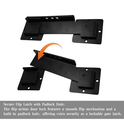 9-Inch Heavy Duty Flip Gate Latch Lock with Padlock Hole – HhdvdyWgd Steel Door Latch for Wooden Fence, Shed, Barn & Double Gates – Outdoor Security Locking Kit (9inch)