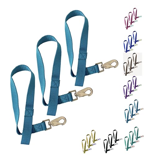Majestic Ally Pack of 3 Horse Bucket Strap Hangers – Practical and Easy Design for Indoor or Outdoor Use -Set of 3,-1"x22" - color: Teal