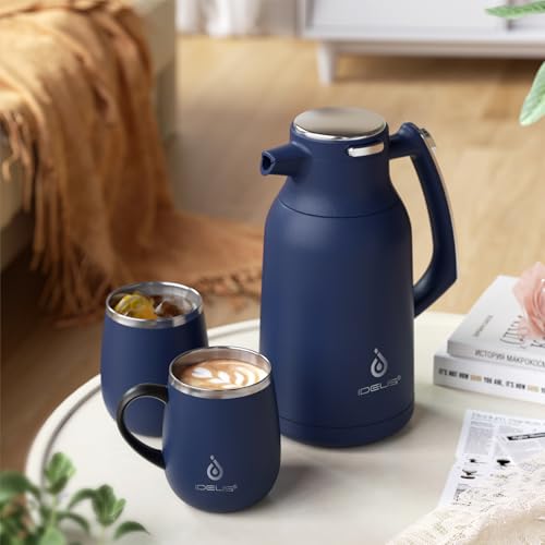 IDEUS Thermal Coffee Carafe 68oz, Beverage Dispenser Navy Blue - color: Navy Blue, size: 68 Ounces