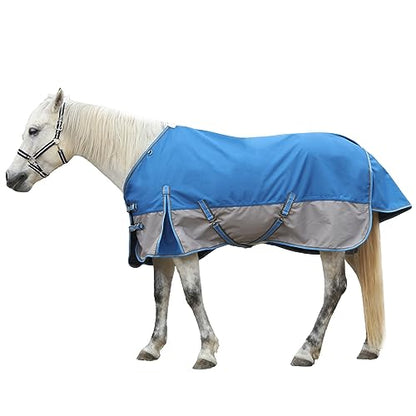 1200D Horse Blanket, 0g No-Fill Waterproof Turnout Rain Sheet - color: Blue Grey, size: 84"