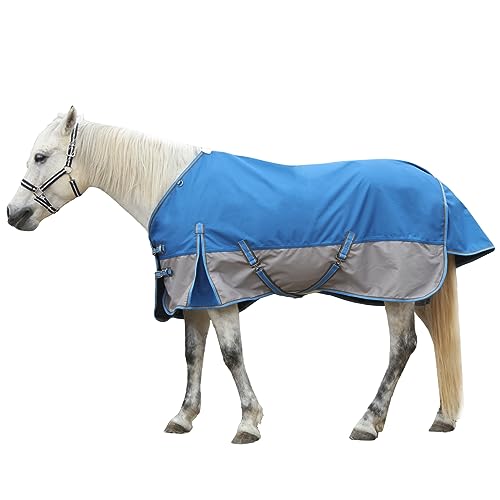 1200D Horse Blanket, 0g No-Fill Waterproof Turnout Rain Sheet - color: Blue Grey, size: 81"
