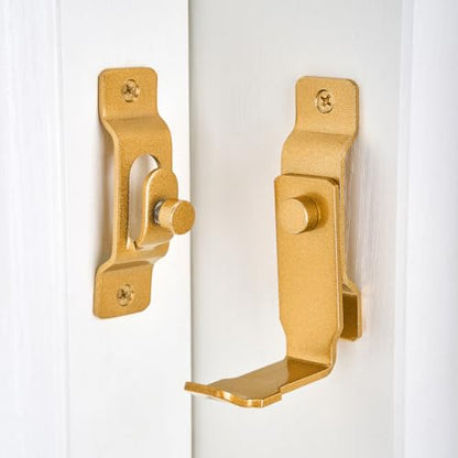 2 Packs Gold 90 Degree Flip Barn Door Lock Latches - color: Big_Gold_90 Degree