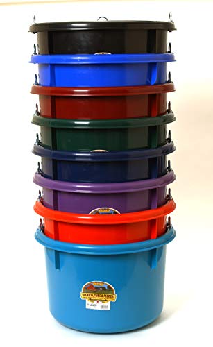Little Giant® Plastic Round Feeder | Feed Bucket for Livestock | Ultra Durable Round Plastic Bucket | Made in USA | 8 Gallon | Teal - color: Teal
