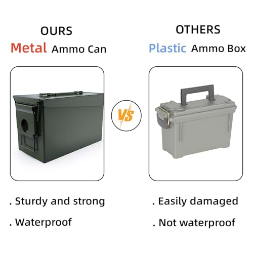 HARDROCK Metal Ammo Can, Ammo Box - color: Blackish green, size: 30cal *6