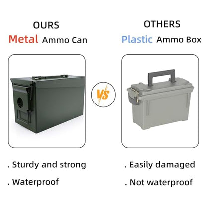 HARDROCK Metal Ammo Can, Ammo Box - color: Blackish green, size: 30cal *6