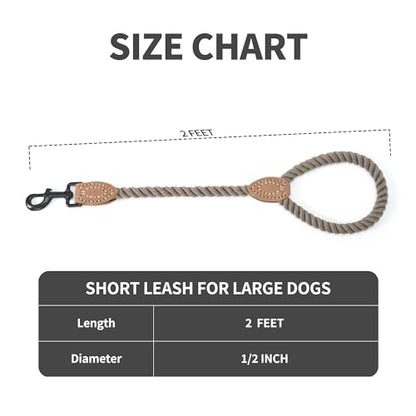 Mile High Life Dog Leash Braided Cotton Rope with Leather-Reinforced Ends - color: Camel, size: 18 Inch-1/2"