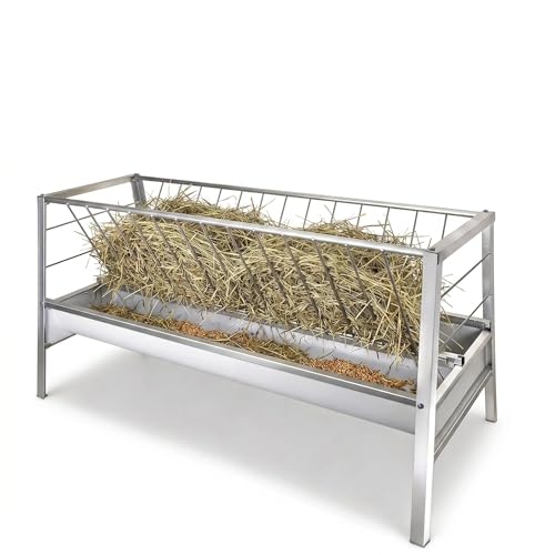 Livestock Feed Trough, 80 Gallon Animal Feed Container for Goats with Spill-Proof Edge, 8 Inch Deep Farm Hay Trough, Hay Grain Livestock Feeder, Feed Equipment for Sheep Livestock Home Breeding Ranch