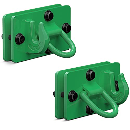 2 Pack Tractor Bucket Hooks with Tie Down Ring, Grade 70 Forged Steel Bolt On Grab Hook Tow Hook Mount with Backer Plate, Work Well for Tractor Bucket, RV, UTV, Truck, Max 15,000 lbs DarkGreen - color: DarkGreen