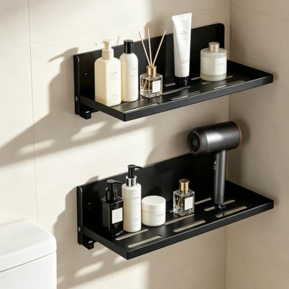 Small Folding Metal Shelf with Hooks, Fold-up Wall Shelf, 6 Hooks