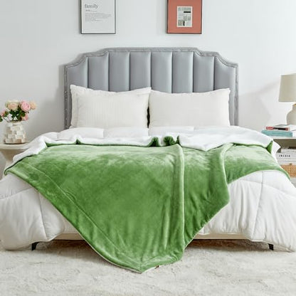 SOCHOW Sherpa Fleece Throw Blanket, Sage Green, 50x60 inches - color: Sage Green, size: 50"×60"