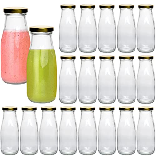 QAPPDA 20 Pack 12 oz Glass Bottles, Clear Glass Milk Bottles with Gold Lids - color: Gold Lid