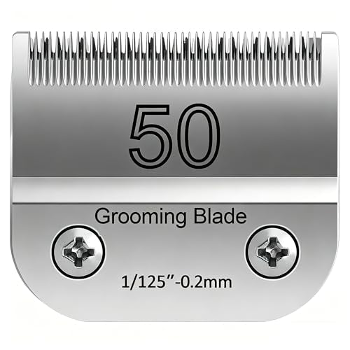 50# 0.2mm 1/125” Blade, Pet Grooming Clipper Replacement Blades Compatible with andis/wahl/Oster Dog A Series Clippers, Detachable, Size 50, Stainless Steel, Extremely Short in Length (S50) - size: S50