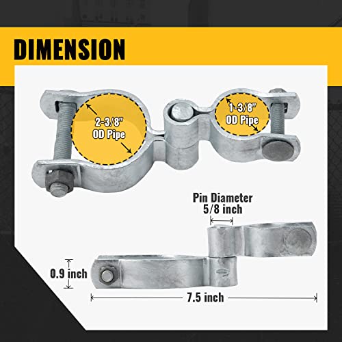 VIVIDA 1-3/8" x 2-3/8" Chain Link Fence Gate Hinge Kit, 2 Pack - color: Silver (2 Set), size: 1-3/8" x 2-3/8"
