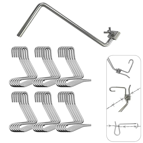Fence Stretcher Tool Kit - 30-Pack 1/4" Wire Tightener Clips + Heavy-Duty Handle for Barbed Wire, Chain Link & Farm Fencing - Rust-Resistant Tensioner for Ranch, Garden, Pasture - style: 30-Pack