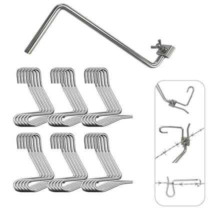 Fence Stretcher Tool Kit - 30-Pack 1/4" Wire Tightener Clips + Heavy-Duty Handle for Barbed Wire, Chain Link & Farm Fencing - Rust-Resistant Tensioner for Ranch, Garden, Pasture - style: 30-Pack