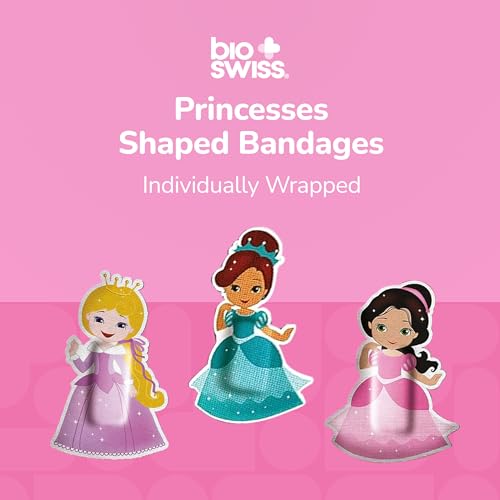 BioSwiss Bandages, Princess Shaped Self Adhesive Bandage Set, Latex Free, Sterile Wound Care, 24 Count - color: Princess, size: 24-Count Box