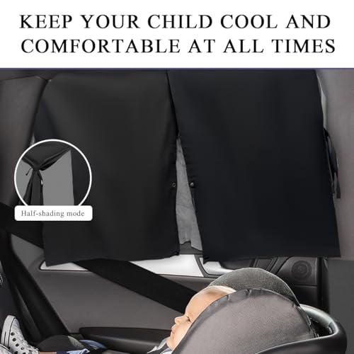 2PCS Car Window Shades, Magnetic Double Layer Side Window Sun Shade for Baby and Kids, Car Curtains for Sun Glare and UV Protection, Privacy Protection Auto Window Screen (Black) - color: Black, 2Pcs
