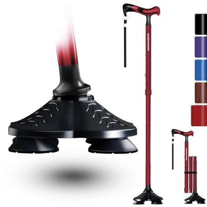 KingPavonini Walking Cane for Men Women Stability, Self Standing - color: Red