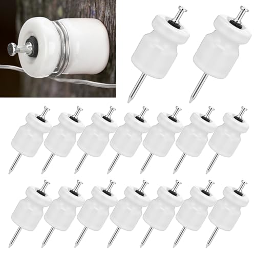 Pangda 25 Pack Porcelain Electric Fence Insulators, Lag Screw with Nails