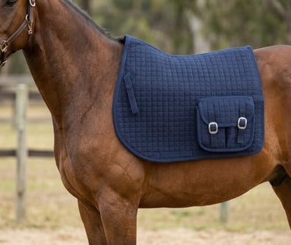 CHALLENGER Horse English Quilted All-Purpose Fleece Padded Saddle Pad w/Pockets Navy 7283