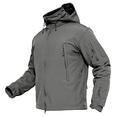 MAGCOMSEN Men's Tactical Jacket Winter Snow Ski Water Resistant - color: Grey, size: Medium