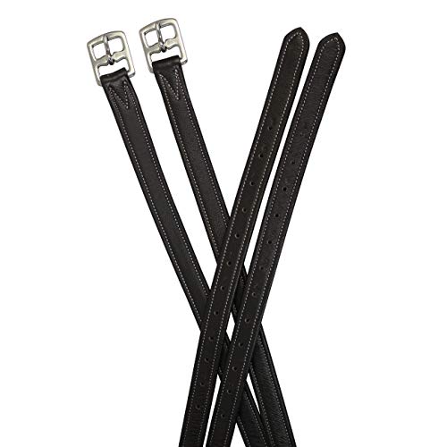 Soft Leather Stirrup Leathers with Stainless Steel Hardware, These 1" Wide Leathers Come with a One-Year Warranty.-Pair - color: Black, size: 60" (Extra Long)