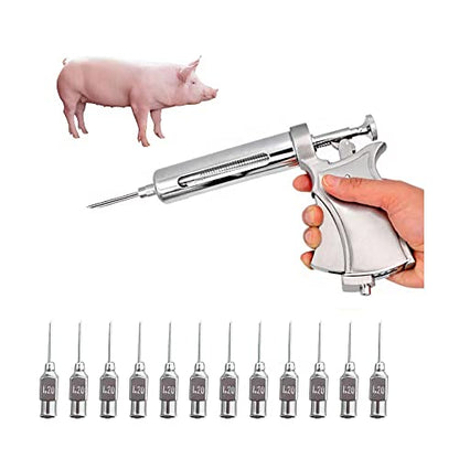 50ML Livestock Syringe,Adjustable Continuous Injector with 12 Needles for Horses Cattle Pigs Sheep - size: 25ML