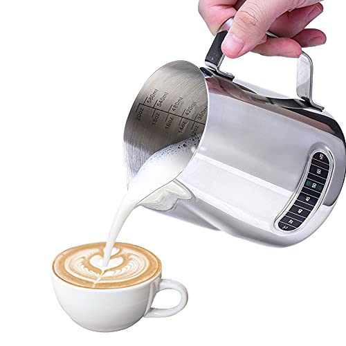 Dailyart Milk Frothing Pitcher 20oz Milk Frother Cup with Thermometer - size: 20.3 Ounces