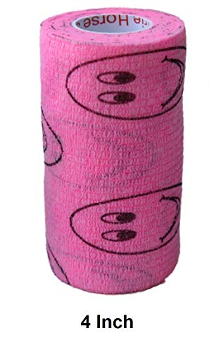 Vet Wrap Wrap Tape (Pink with Smiles) (2 Pack) (3 Inch x 15 feet) Self Adhesive Adherent Adhering Cohesive Flex Self Stick Bandage Grip Roll Dog Cat Pet Horse - color: Pink Smiles, size: 2 Rolls