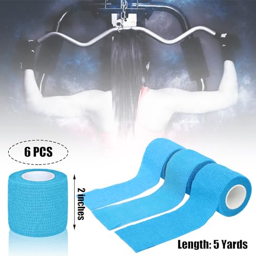 6 Pack Light Blue Self Adhesive Bandage Wrap 2 Inches x 5 Yards - color: Light Blue, size: 2 Inch