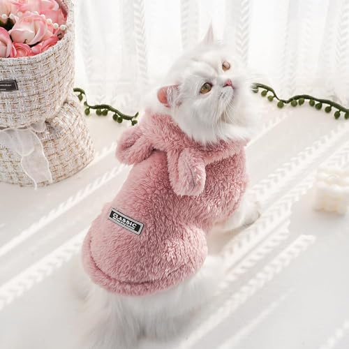 Selena Cat Bunny Ears Costume Cute Dog Kitten Hoodies Sweater Rabbit Ears Puppy Pet Apparel (Small,Pink) - color: Pink, size: Small